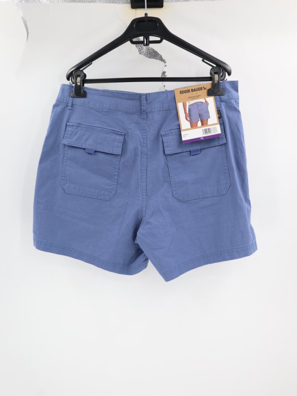 NWT Eddie Bauer Shorts Women 14 Ripstop 5" hiking Adventure Stretch Blue pockets